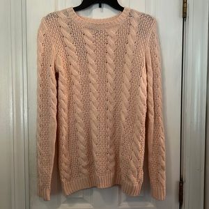 Forever 21 cable knit light pink sweater size small.
